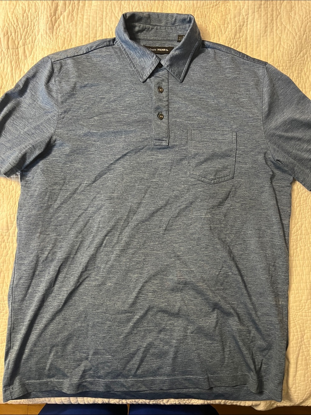 Men's Heather Indigo Polo with Chest Pocket